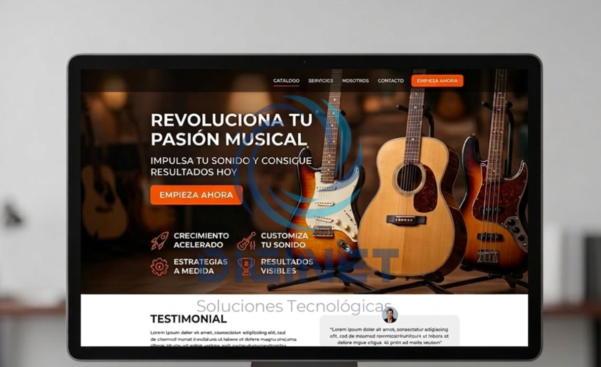 Landing page de una acedemia de tenis
